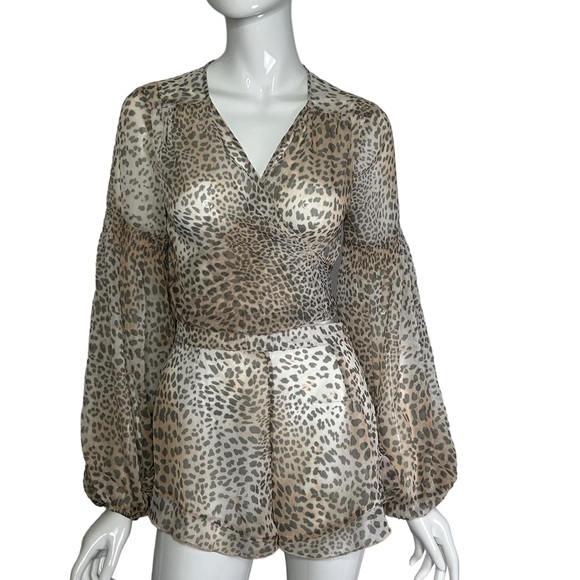 P2F Swim Coverup 2 Pc Top & Shorts Animal Print XS/S Sheer Festival Beach - Picture 2 of 16